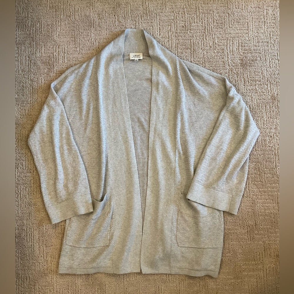 🩶🌸 Aritzia Wilfred w Silk Cashmere Open Cardigan Shawl Collar S Minimalist Luxe